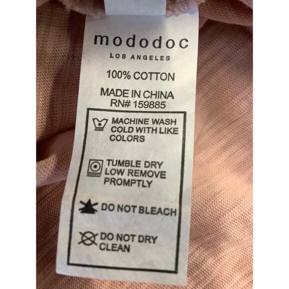 Mododoc Womens XS Pink Peach Slub Jersey Easy Polo Tee Shirt Long Sleeve MM35-7 - Picture 10 of 11